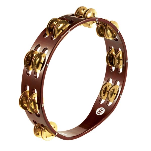 Meinl Percussion 2 Row Wood Tambourine, Brass Jingles, TA2B-AB