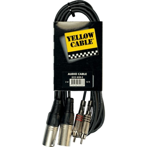 Yellow Cable K09-3 2xXLR MALE / 2xRCA MALE 3M