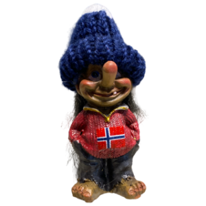 Norske Troll figurer med strikke lue - Marine blå
