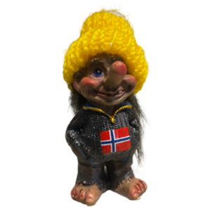 Norske Troll figurer med strikke lue - Gul