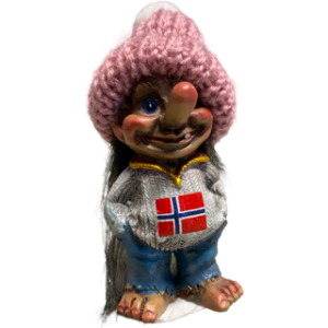 Norske Troll figurer med strikke lue - Gammel Rosa