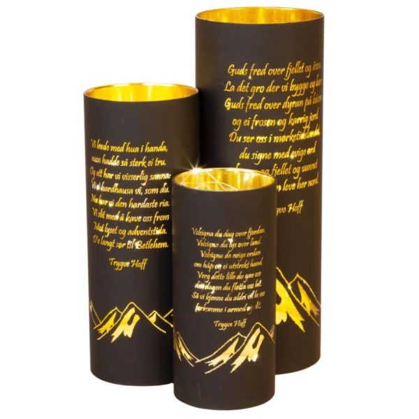 Lyslykt nordnorsk julesalme V3 matt sort LED 9x25cm Stor