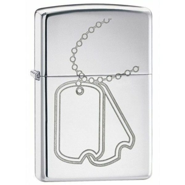 U.S. Army Dog Tags Polished Chrome Zippo Lighter