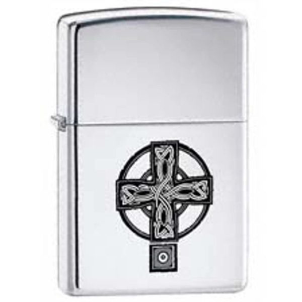 Vintage Polished Chrome Celtic Cross Zippo Lighter