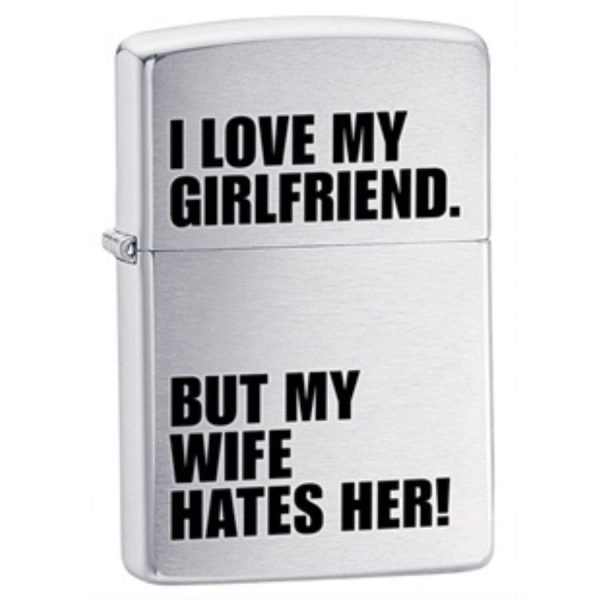 I Love My Girlfriend Brushed Chrome Zippo Lighter