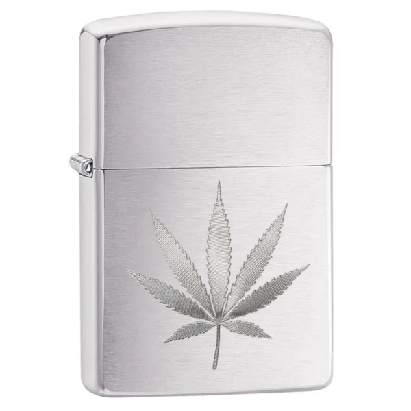 Chrome Pot Leaf Marijuana Themed Zippo Lighter