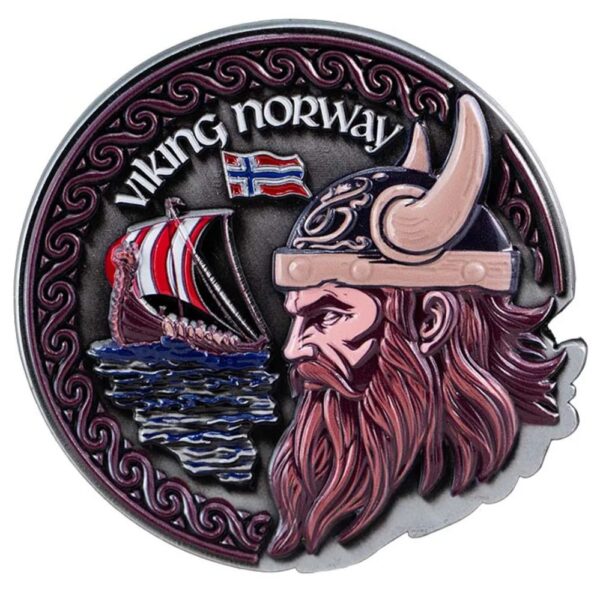 Magnet i metall, viking og vikingskip
