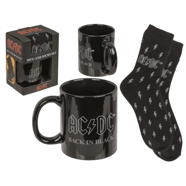 AC/DC Back in Black gave sett krus og sokker