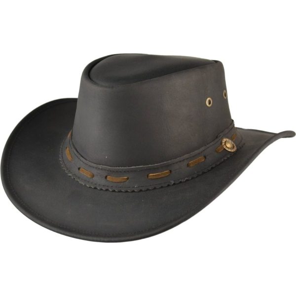 Genuine Leather Cowboy Hat Black