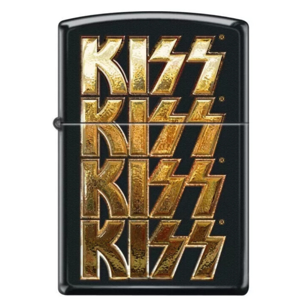 Kiss Repeating Gold Logo Zippo Lighter