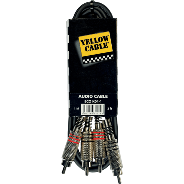 Yellow Cable 2 x rca to 2 x rca cable 10ft/3m