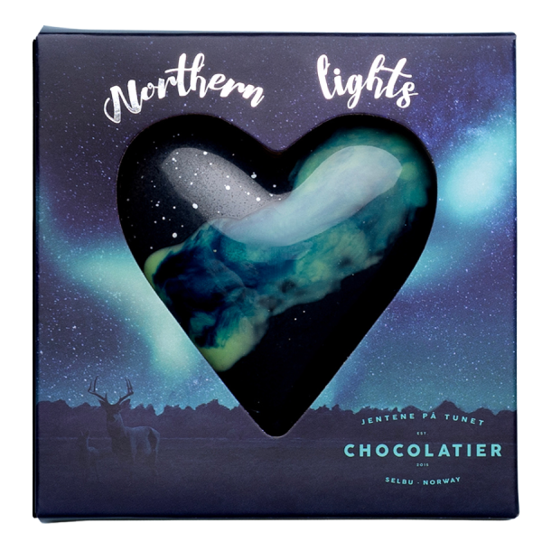 Nordlyshjerte fylt med Hasselknas