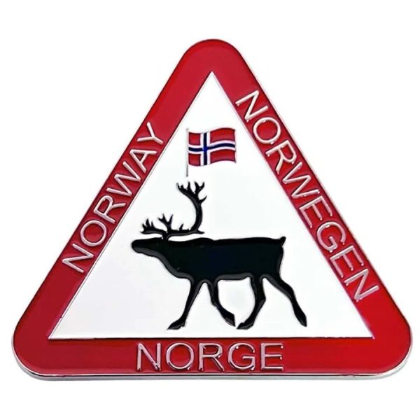 Magnet, trekantskilt med reinsdyr og flagg