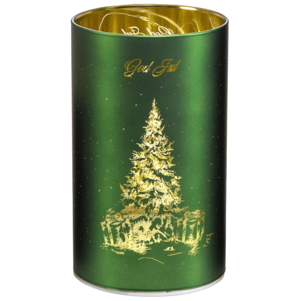 Lyslykt LED God Jul Juletre grønn 9x15cm