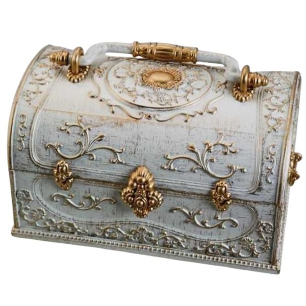 Smykkeskrin i antikk hvit musikkboks