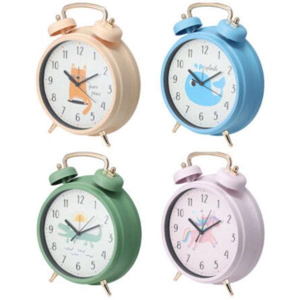 Vekkerklokke barn pastell 24x7x30cm 4ass