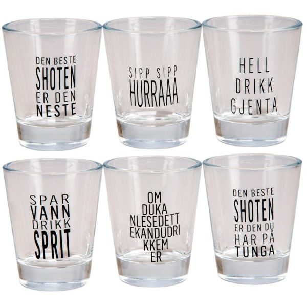 Shotglass blank gutta-tekster 5x6cm 6stk