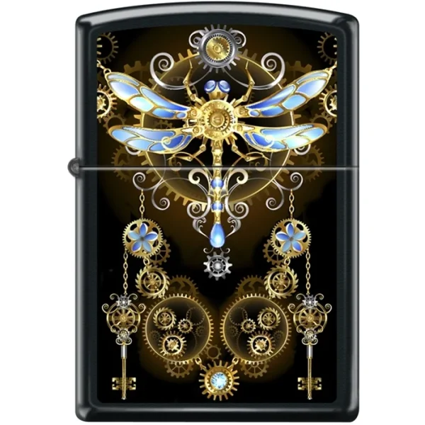 Zippo Lighter Black Steampunk Dragonfly