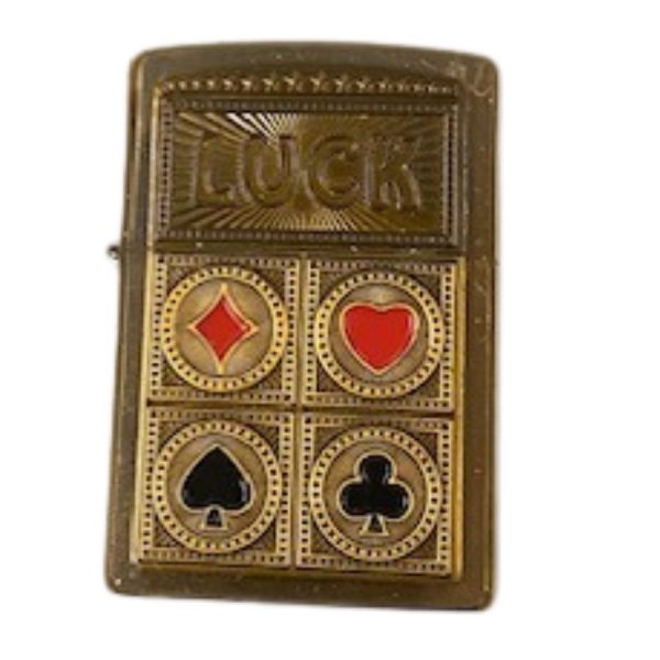 Zippo Lighter Brass Lucky Poker Enameled Suits