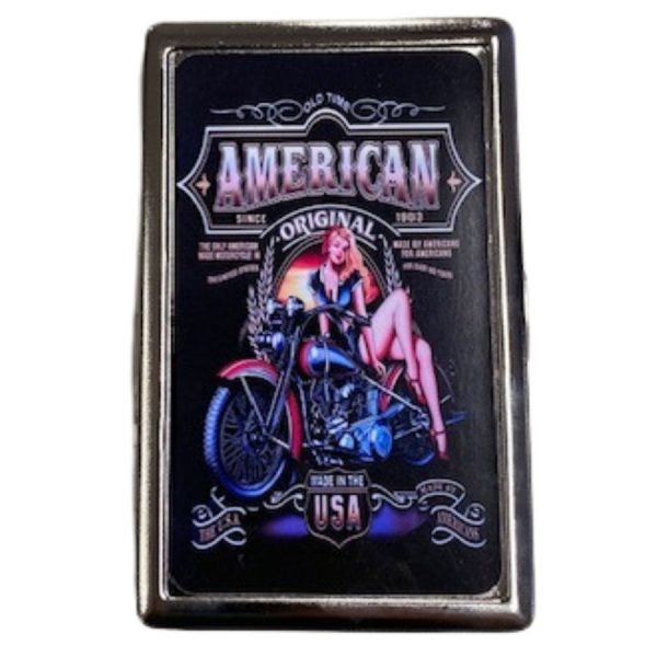 Sigarettetui / Kortholder American Original Biker Pinup For 100's