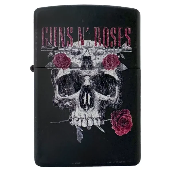 Zippo Guns N’ Roses Hodeskalle og Roser Black Matte Lighter