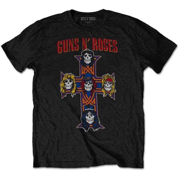 Guns N' Roses Unisex T-Shirt: Vintage Cross (Black)