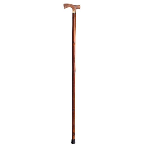 Spaserstokk med plasthåndtak og stokk i brunt tre