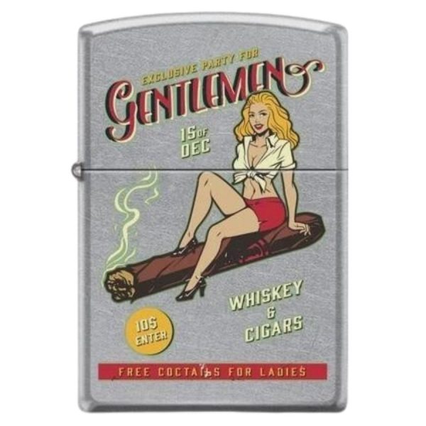 Gentlemen's Club Sexy Whiskey & Cigar Girl Pinup Zippo Light