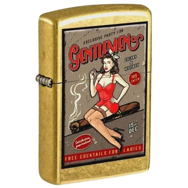 Brass Gentlemen's Clubs Cigars Sexy Pinup Zippo
