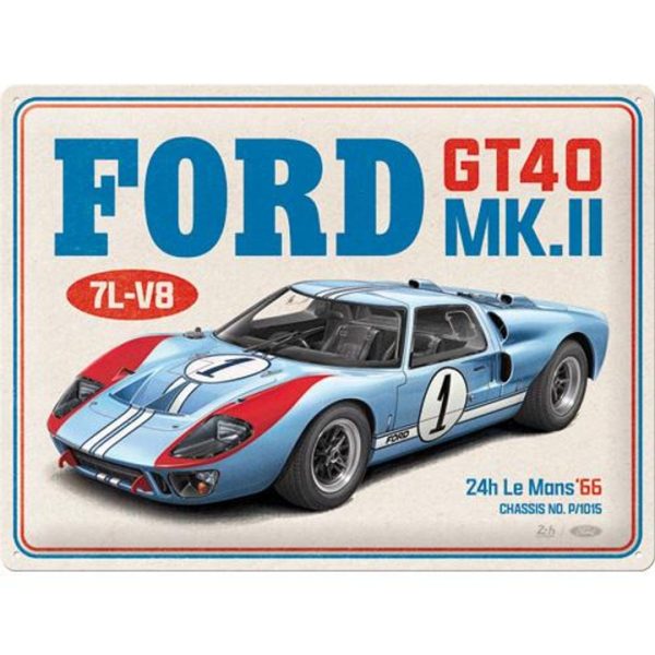 Metallskilt Ford GT40 24H Le Mans 1966