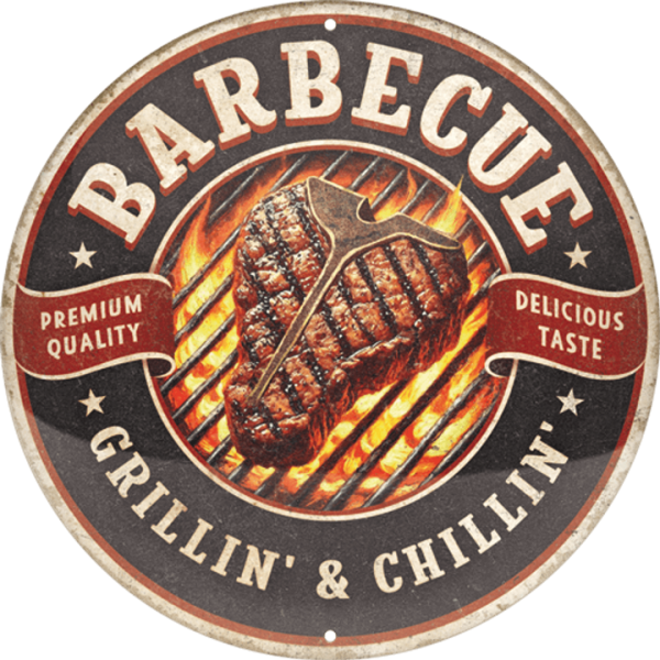 Metallskilt Barbecue - Grillin' & Chillin'