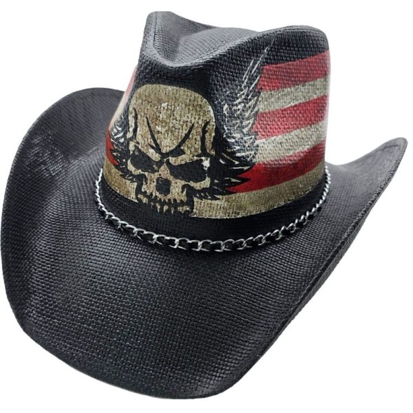Summer Skull & US Flag Cowboy Hat