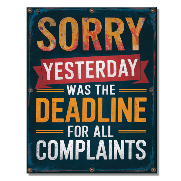 Metallskilt Complaint