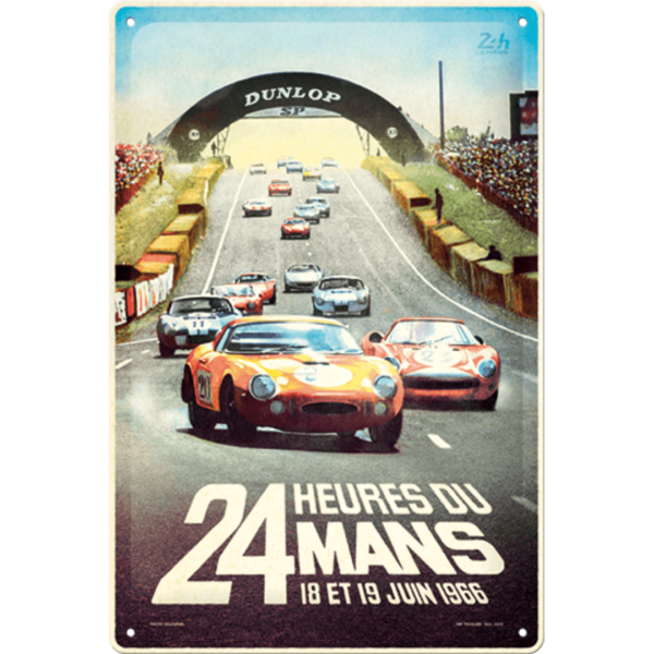 24h Le Mans Racing Poster Blue Metall Skilt